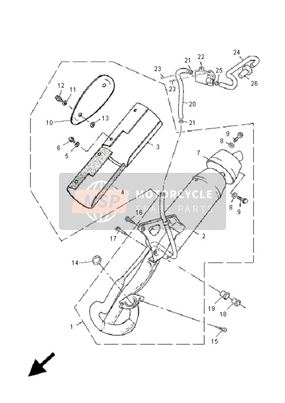 Yamaha YN50 OVETTO 2005 Exhaust for a 2005 Yamaha YN50 OVETTO